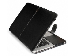 MacBook Air 11" Lederhülle Aufklappbare Slim Tasche Cover in Schwarz
