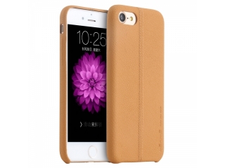 USAMS iPhone SE 2022 Leder Schutzhülle Slim Leather Case Beige