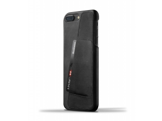 Mujjo Leather Wallet Case mit Kreditkartenfach iPhone 8 Plus - schwarz