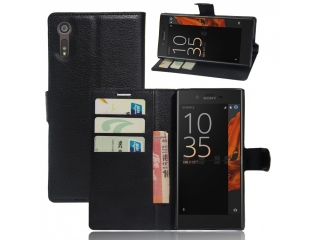 Ledertasche für Sony Xperia XZ Portemonnaie & Karten Hülle schwarz