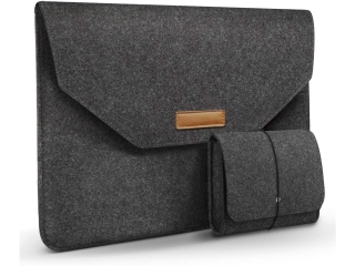 2-in-1 Felt Sleeve Macbook & Notebook 12" 11" Tasche Filz dunkelgrau