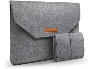 2-in-1 Felt Sleeve Macbook & Notebook 15" 16" Tasche Filz hellgrau