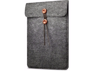 Felt Button Bag für 15" 16" MacBook & Notebook Sleeve Cover dunkelgrau