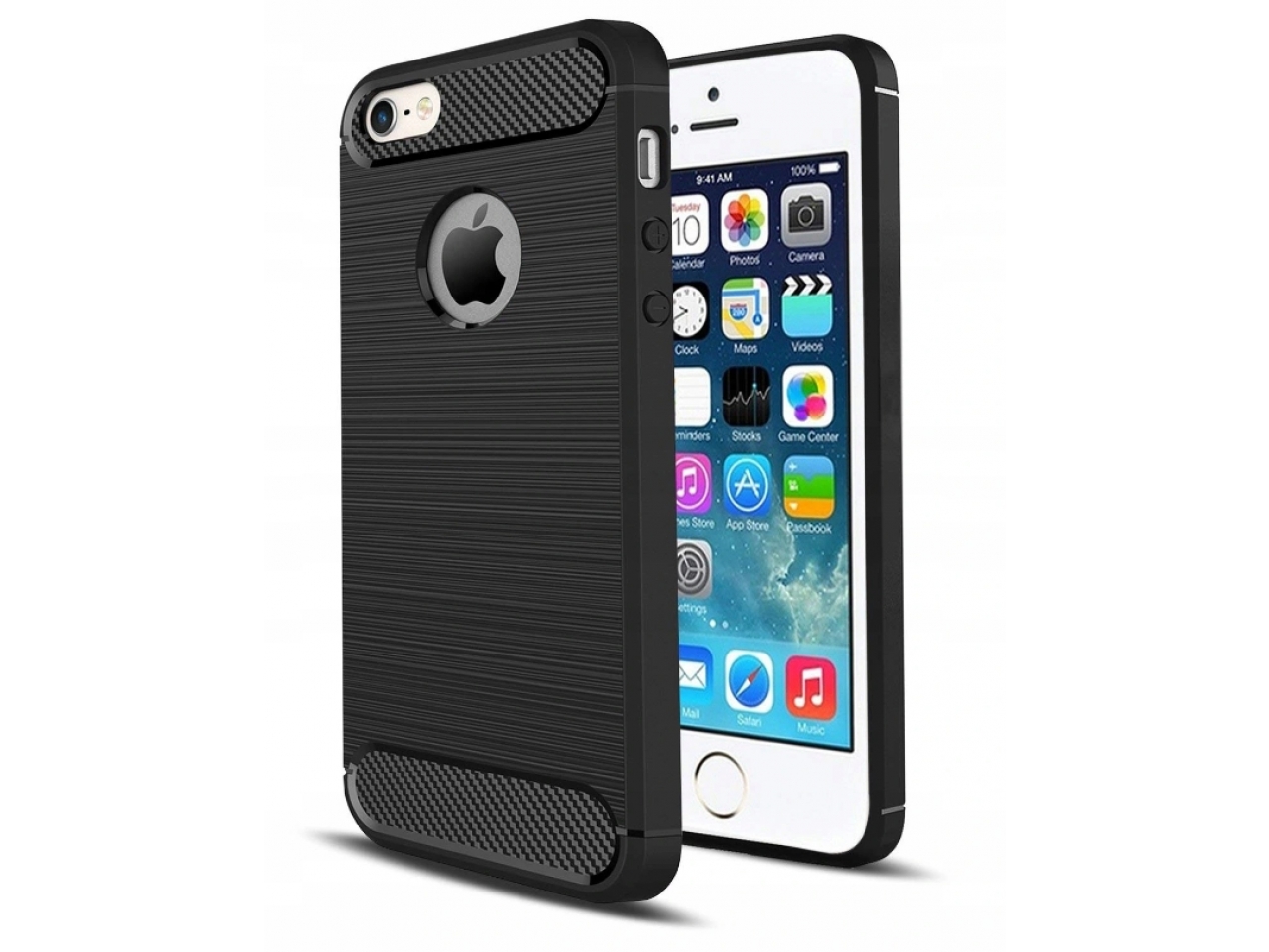 Apple iPhone 5/5S/SE Carbon Gummi Hülle TPU Case schwarz online