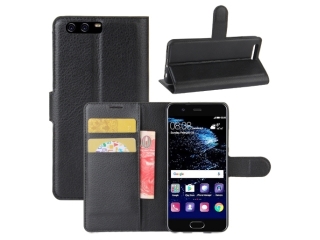 Ledertasche Huawei P10 Portemonnaie Karten Etui Schutzhülle schwarz