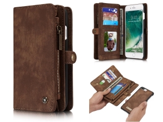 CaseMe iPhone 7/8 Plus Echtleder Portemonnaie Tasche Karten Case braun