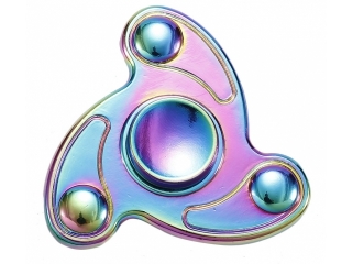 Fidget Spinner aus Stahl Tri-Wing Spinner Yin & Yang Style Rainbow
