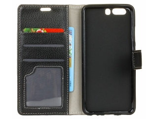 Huawei P10 Lederhülle Portemonnaie Karten Etui schwarz