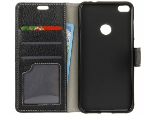 Huawei P10 Lite Ledertasche Portemonnaie Karten Case Hülle schwarz