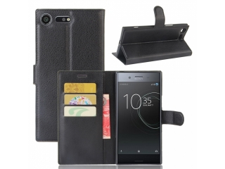 Sony Xperia XZ Premium Lederhülle Portemonnaie Karten Etui schwarz