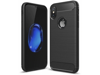 Apple iPhone XS Carbon Gummi Hülle TPU Case schwarz