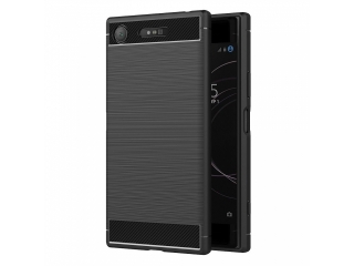 Sony Xperia XZ1 Carbon Gummi Hülle TPU Case Cover flexibel schwarz