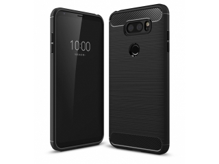 LG V30 Carbon Gummi Hülle TPU Case schwarz