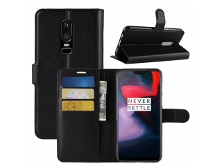 OnePlus 6 Lederhülle Portemonnaie Karten Etui schwarz