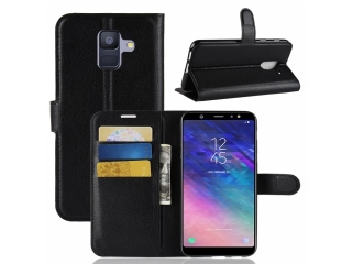 Ledertasche Samsung Galaxy A6 (2018) Portemonnaie Karten Hülle schwarz