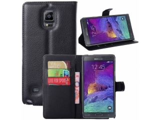 Samsung Galaxy Note 4 Ledertasche Portemonnaie Etui Hülle - schwarz