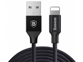 Baseus Nylon Lightning USB PC Ladekabel Datenkabel 1.2 Meter - schwarz