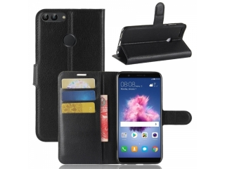 Huawei P Smart Lederhülle Portemonnaie Karten Etui schwarz