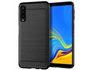 Samsung Galaxy A7 2018 Carbon Gummi Hülle TPU Case schwarz