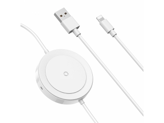 Baseus 2in1 Wireless Charger mit integriertem Lightning Kabel weiss