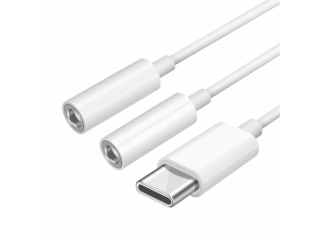 USB-C / Type-C auf 2x 3.5mm Kopfhörer AUX Buchse Kabel Adapter Klinke