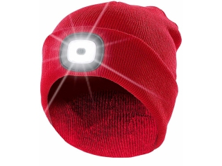 Mütze mit LED Licht Stirnlampe rot