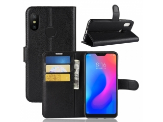 Xiaomi Redmi Note 6 Pro Lederhülle Portemonnaie Karten Etui schwarz