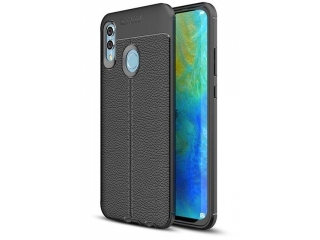 Huawei P Smart 2019 Leder Design Gummi Hülle TPU Cover schwarz