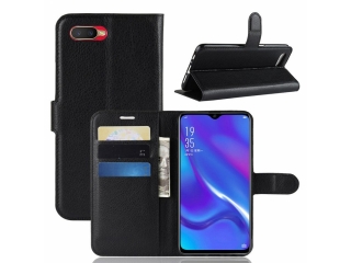 Oppo RX17 Neo Lederhülle Portemonnaie Karten Etui schwarz