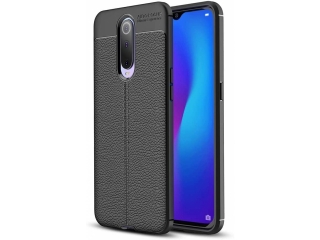 Oppo RX17 Pro Leder Design Gummi Hülle TPU Cover schwarz