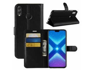 Honor 8X Lederhülle Portemonnaie Karten Etui schwarz