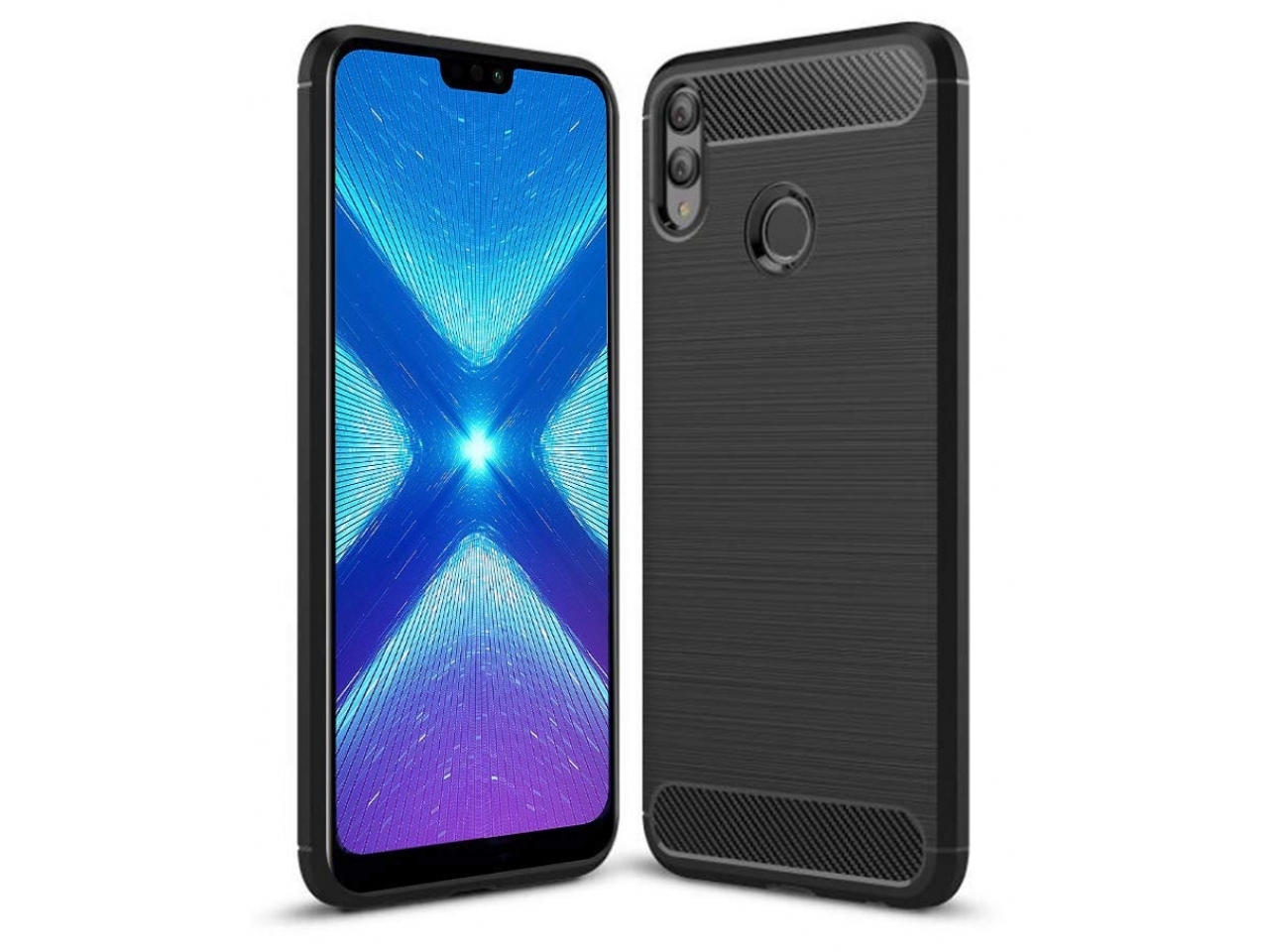 Honor 8X Carbon Gummi Hülle TPU Case schwarz