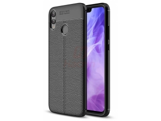 Honor 8X Leder Design Gummi Hülle TPU Cover schwarz