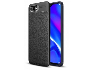 Oppo RX17 Neo Leder Design Gummi Hülle TPU Cover schwarz