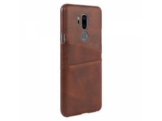 CardCaddy LG G7 ThinQ Leder Backcase mit Kartenfächern braun