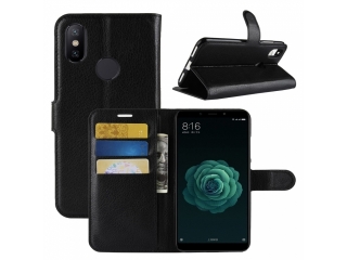 Xiaomi Mi A2 Lederhülle Portemonnaie Karten Etui schwarz