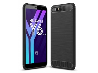 Huawei Y6 2018 Carbon Gummi Hülle TPU Case schwarz