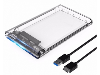 Orico USB 3.0 SSD / HD Gehäuse 2.5" Festplatte mit Kabel - transparent