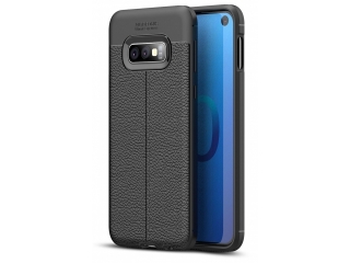 Samsung Galaxy S10e Leder Design Gummi Hülle TPU Cover schwarz