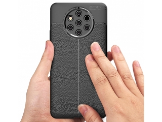 Nokia 9 PureView Leder Design Gummi Hülle TPU Cover schwarz