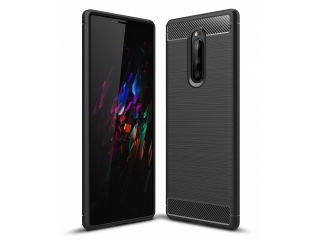 Sony Xperia 1 Carbon Gummi Hülle TPU Case schwarz