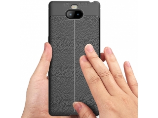 Sony Xperia 10 Plus Leder Design Gummi Hülle TPU Cover schwarz