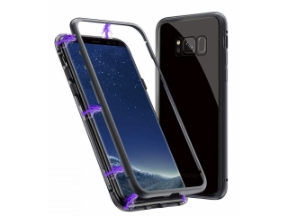 Samsung Galaxy S8+ Alu Magnetic Glass Case Panzerglas Backcover schwarz