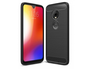 Motorola Moto G7 Plus Carbon Gummi Hülle TPU Case schwarz