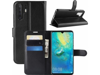 Huawei P30 Pro Lederhülle Portemonnaie Karten Etui schwarz