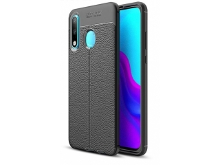 Huawei P30 Lite Leder Design Gummi Hülle TPU Cover schwarz