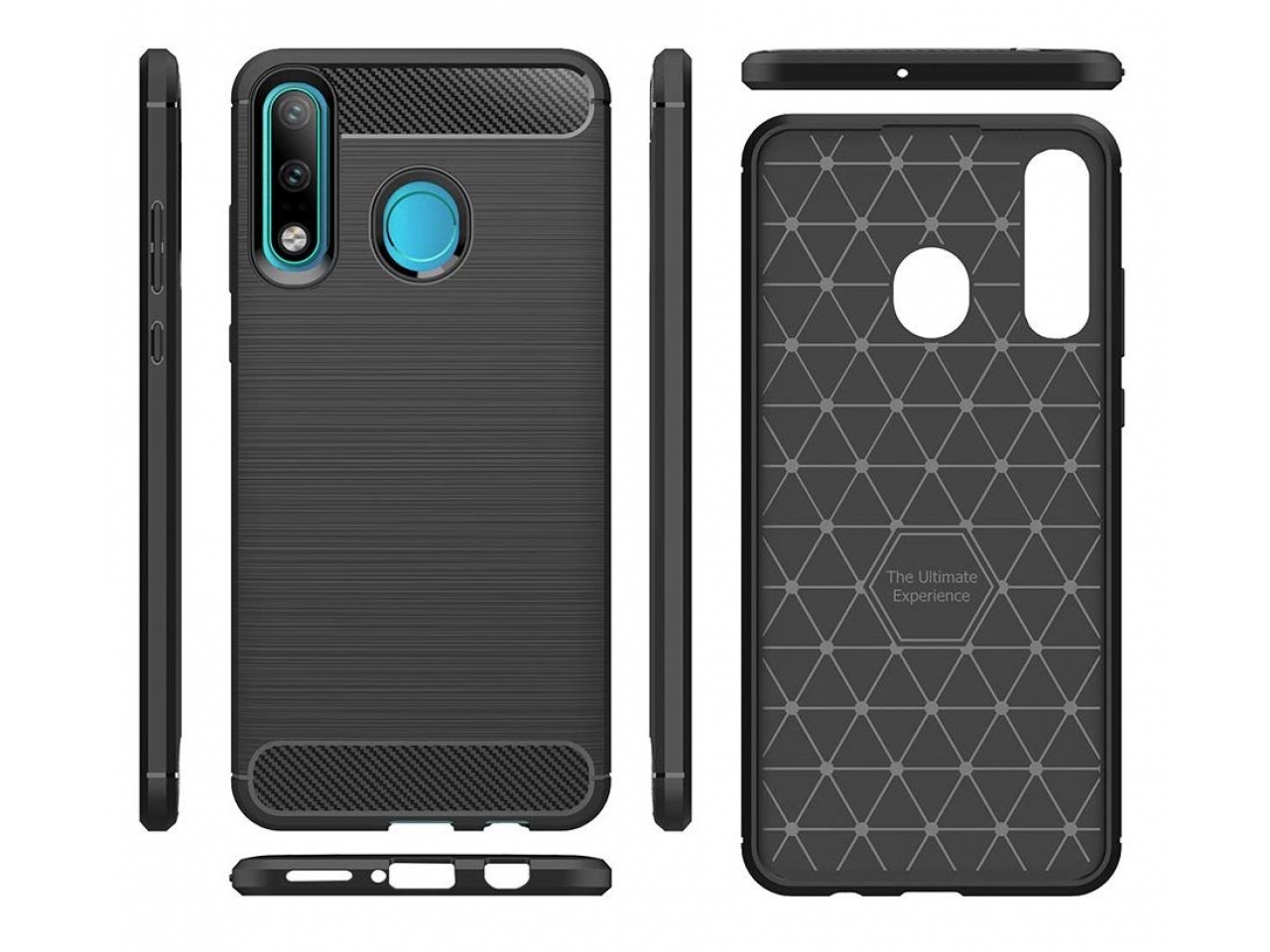Huawei P30 Lite Carbon Gummi Hülle TPU Case Cover flexibel schwarz P30 Lite Hülle esons