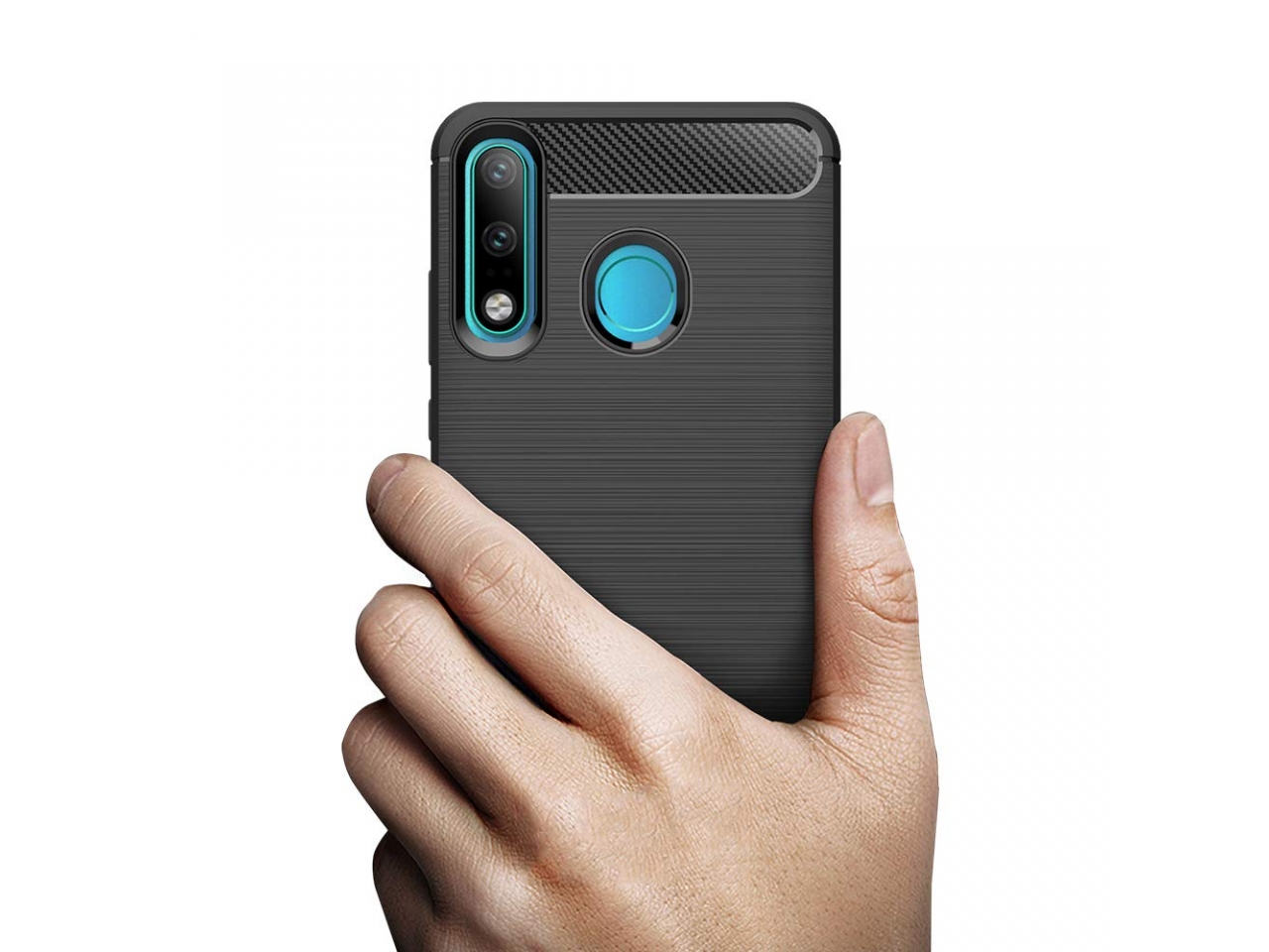 Huawei P30 Lite Carbon Gummi Hülle TPU Case Cover flexibel schwarz P30 Lite Hülle esons