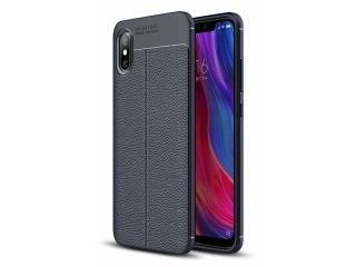 Xiaomi Mi 8 Pro Leder Design Gummi Hülle TPU Cover schwarz