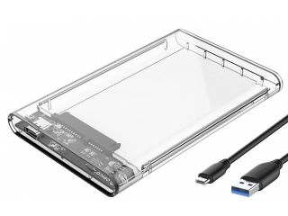 Orico USB-C 3.1 SSD HD Gehäuse 2.5" Festplatte mit Kabel - transparent